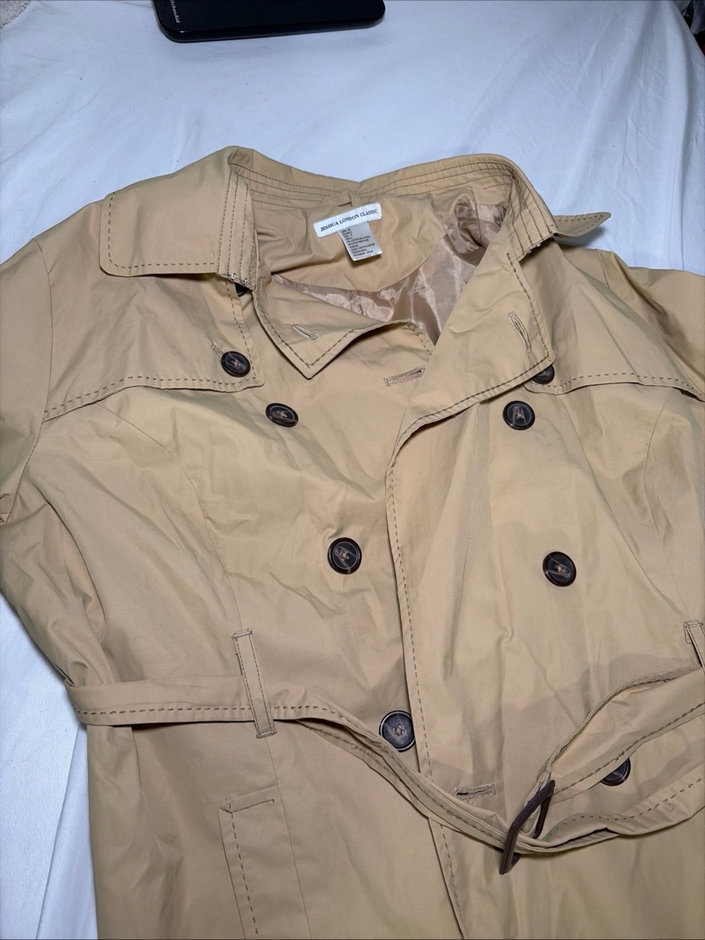Jessica London Classic Tan Trench Coat Size 16 - Picture 10 of 11
